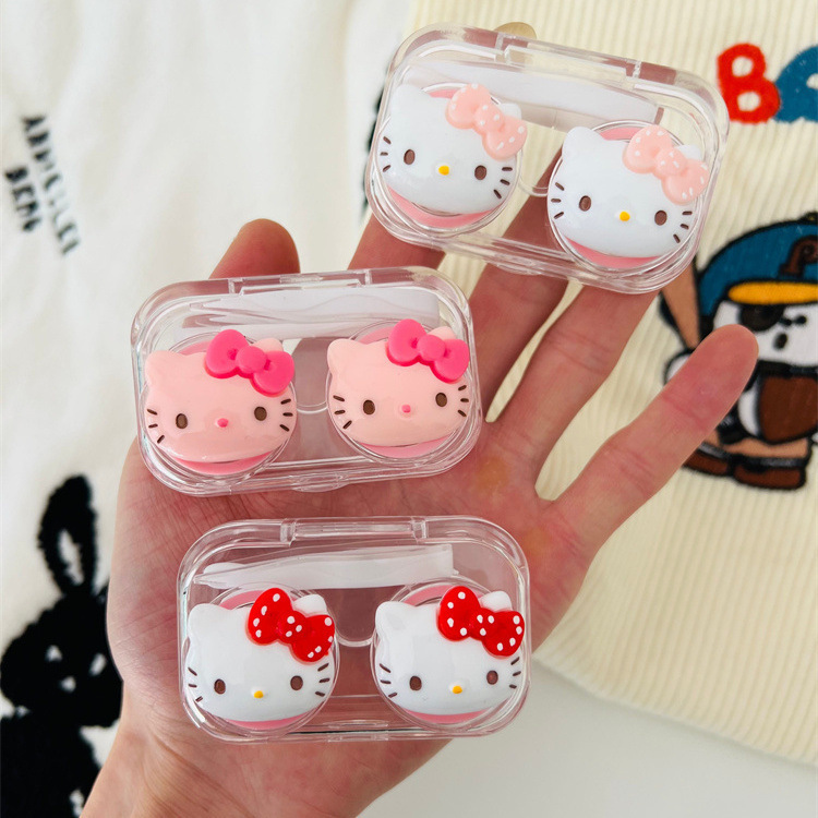 Hellokitty Transparent Contact Lens Box Without Twist Cap Portable Myopia Contact Lens Box Care Companion Box