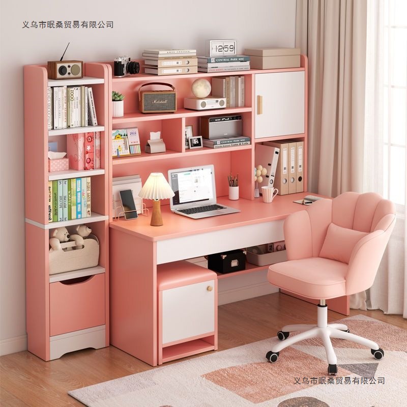 Student Home Study Table, Children's Desk and Bookshelf Combination, a Complete Set of Tables and Chairs, Simple Bedroom Writing Table
