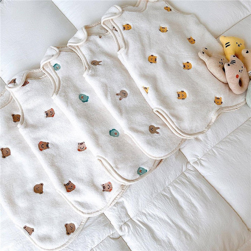 ins韩国婴儿睡袋秋冬加厚儿童防踢被宝宝背心式分腿睡袋保暖睡衣