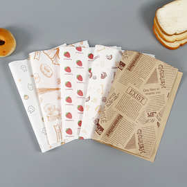 批发一次性三明治包装纸食品防油纸炸鸡汉堡鸡肉卷淋膜纸餐盘垫纸