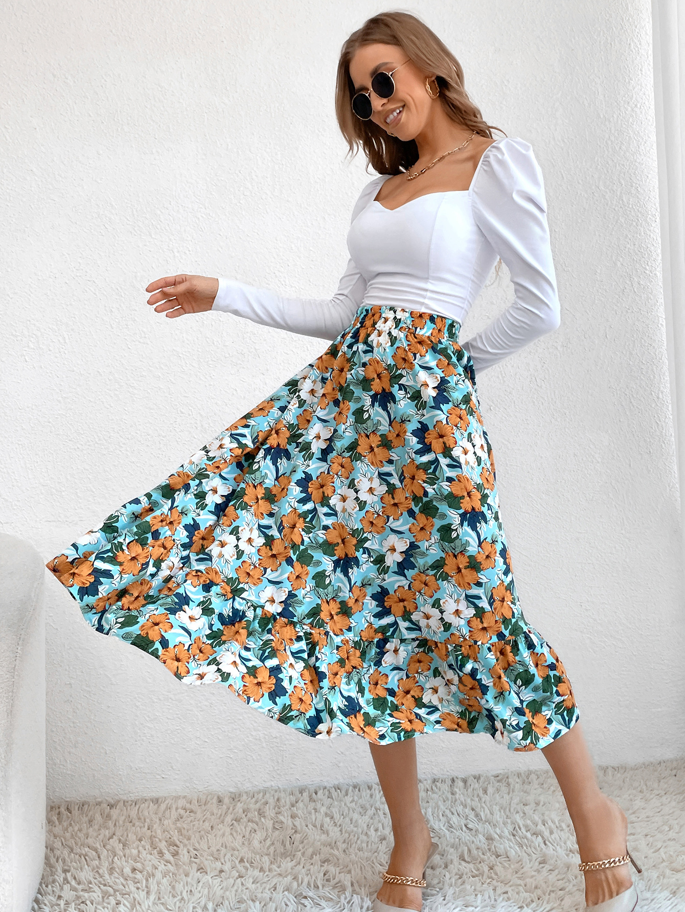 182g Weight Midi Dress Dress Length Type Skirt Dresses Type Spandex, Polyester Fabric Type High Waist Waist Line Inelastic Elasticity Holiday, Daily Occasion Regular Fit Fit Type Ditsy Floral, Leopard Pattern Spring, Autumn Season Women's Gender Casual, Streetwear Style Spring Autumn Casual Streetwear Ditsy Floral Leopard Spandex Polyester Midi Dress Skirts 17