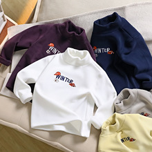 韩版童装儿童加厚撸猫绒打底衫S胸前户外刺绣软保暖厂家直供批发