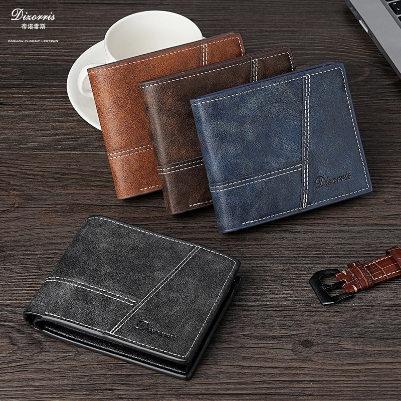 Nuevo hombre cartera corta comercio exterior ventas calientes retro cartera horizontal fábrica de cartera al por mayor tendencia