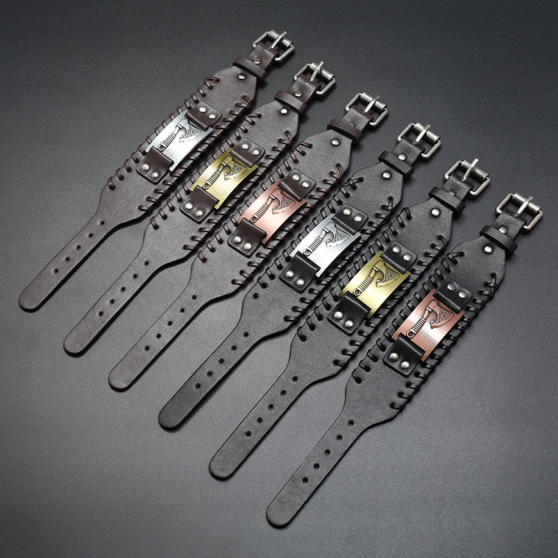 fashion Viking axe leather weaving bracelet