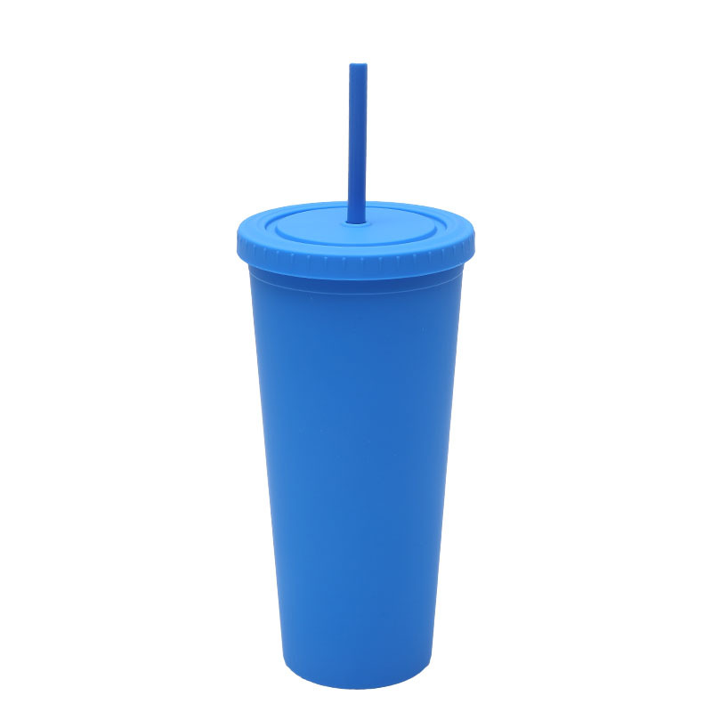 Transfronterizo suministro directo de tazas de paja de plástico de doble capa simple taza de agua de gran capacidad esmaltada de alto valor facial taza de mano lujosa
