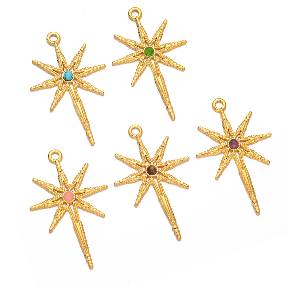 5 Pcs/package Simple Style Star Stainless Steel Plating Inlay Pendant Jewelry Accessories display picture 2
