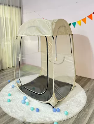Portable Transparent Pvc Tent, One-Second – Avtomobil dam çadırları - beige-fishing-puff-with-pullover-single-person
