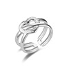 Fashionable ring heart shaped stainless steel for beloved, European style, Korean style, 24 carat white gold