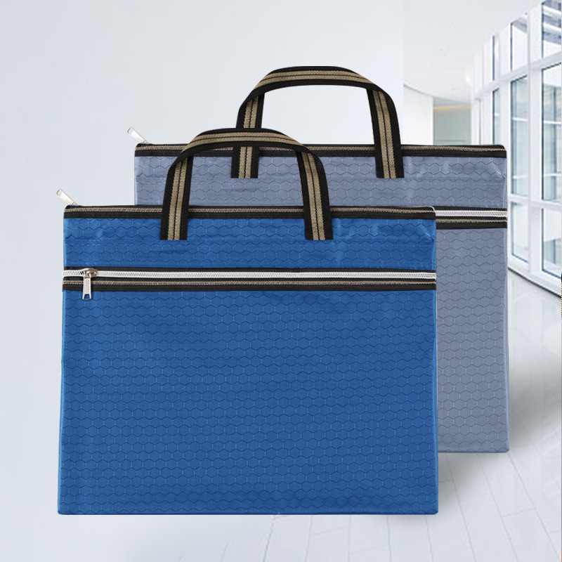 Ball Pattern A4 Portable Document Bag Conference Information Bag Tutoring Document Bag Zipper Canvas File Briefcase