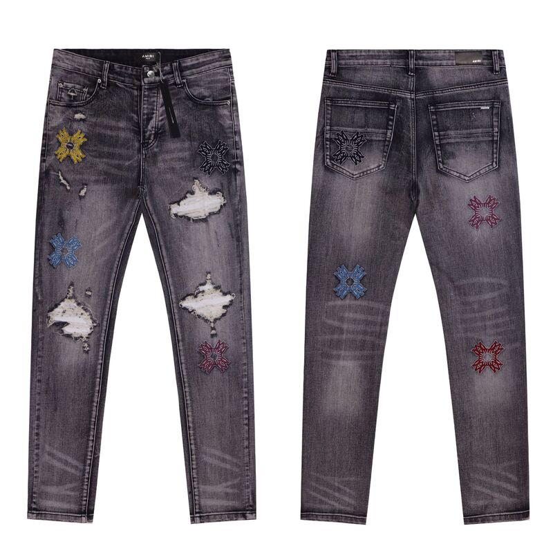 跨境欧美PurpleBrand牛仔裤jeans水洗做旧复古破洞泼墨潮流直筒|undefined