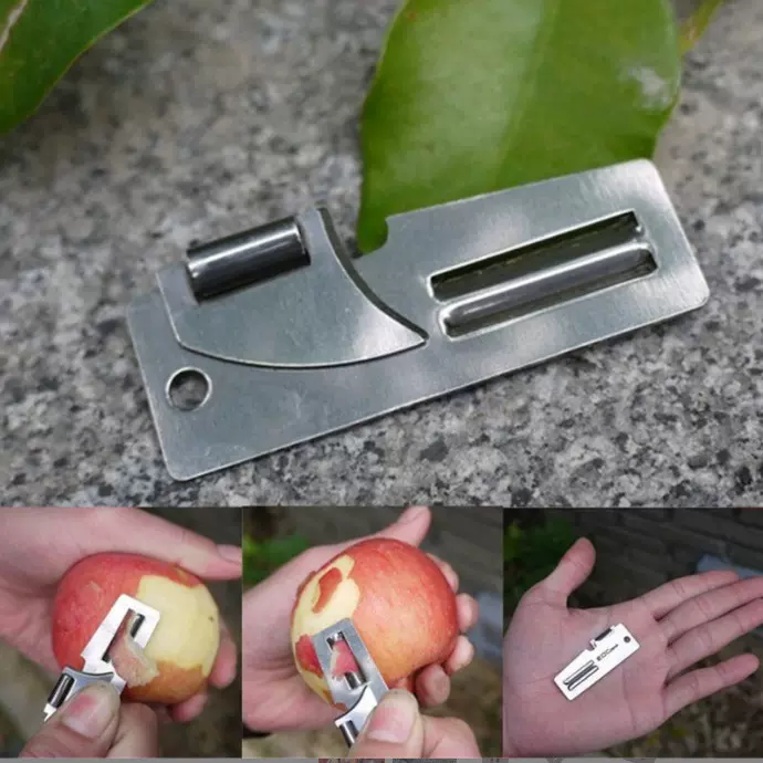 户外求生EDC工具刨刀2合1折叠户外便携不锈钢瓜刨开罐器野营装备