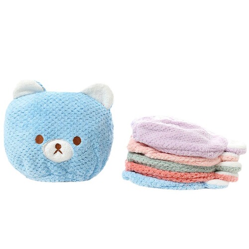 Coral fleece multi-style dry hair hat, soft and absorbent, children's home use towel hat, cute cartoon baby hair turban, bath cap