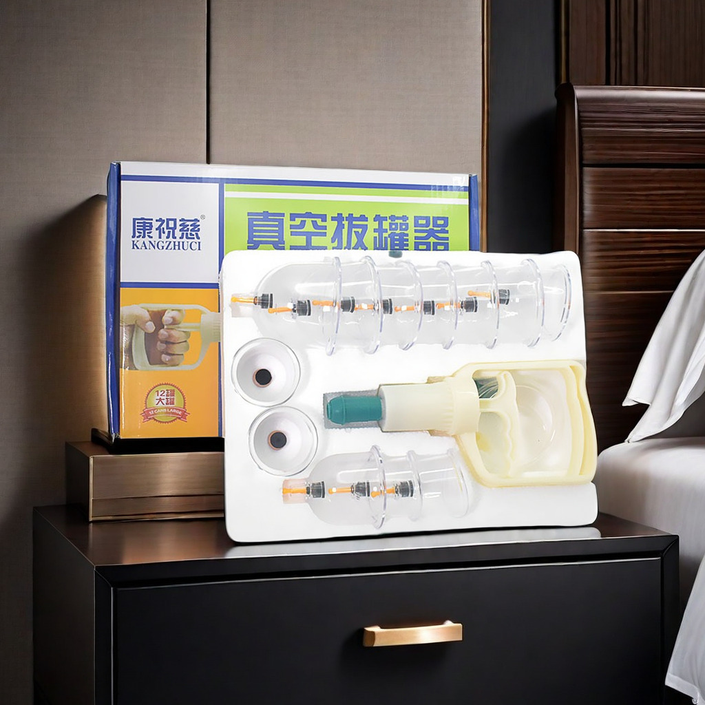 家用拔罐器经络保健器材大号抽气枪真空12罐大罐拔火罐抽气罐