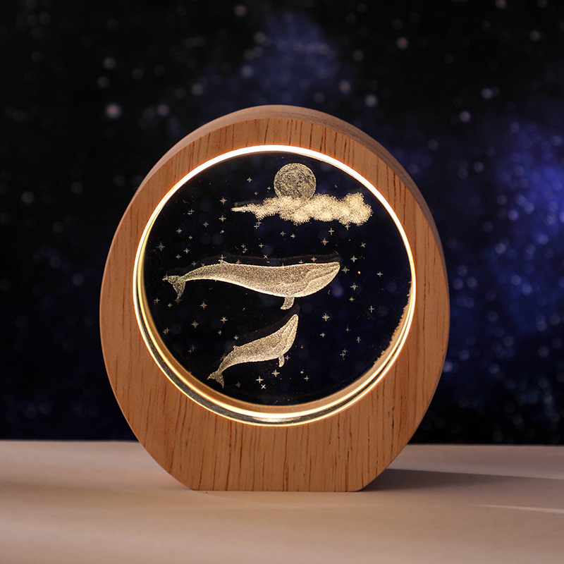 越境星小夜灯3d内彫刻発光水晶デスクトップ置物木製ベース誕生日プレゼント学生プレゼント|undefined