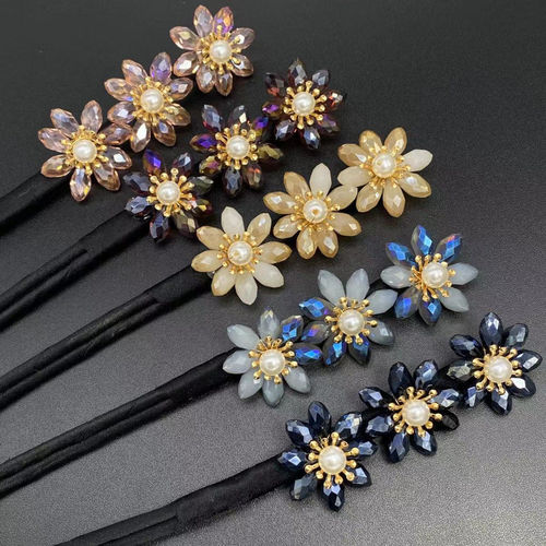 Magic Peach Blossom Plate Hairpin, Elegant and Refined, Rear Head Decor, Exquisite Lazy Fairy Crystal Hair Ring Accessory