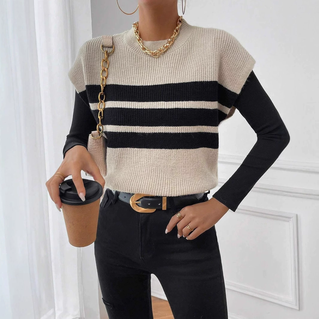 (Cross-border trading), knitted summer vest with a round collar sleevless