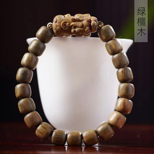 Green sandalwood barrel beads DIY brave bracelet specifications 7 x 8 men's and women's decorative jewelry rosary beads play beads manufacturers