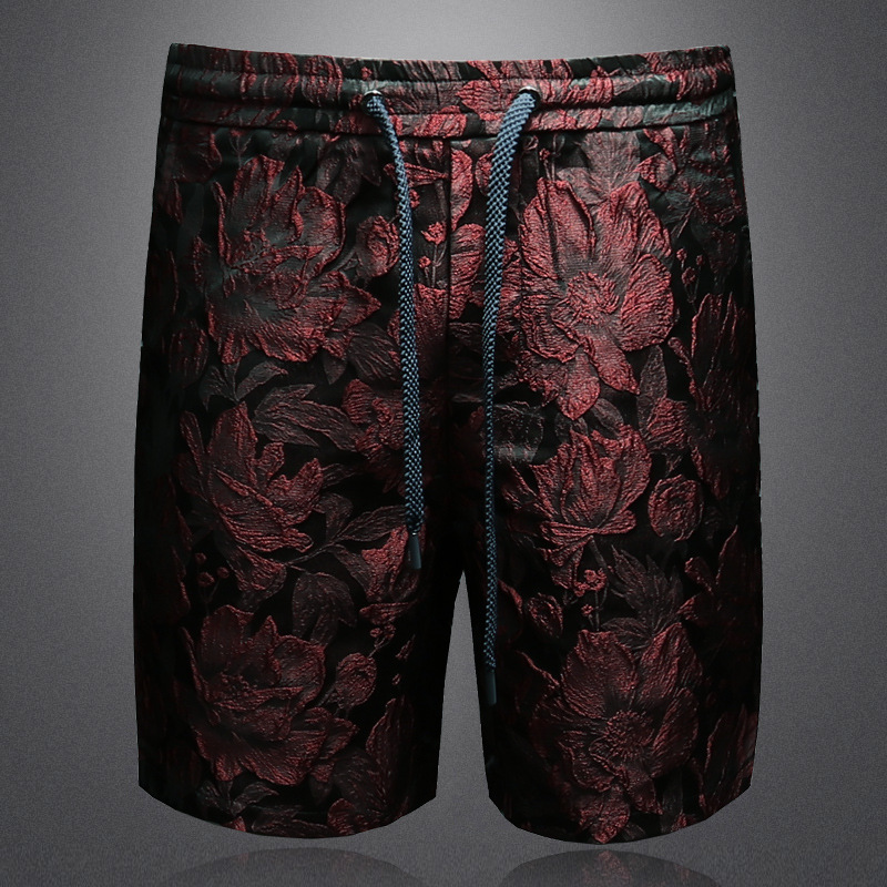 Summer New Trendy Fashion Men's Elastic Beach Shorts Casual Versatile Knee-Length Shorts 816