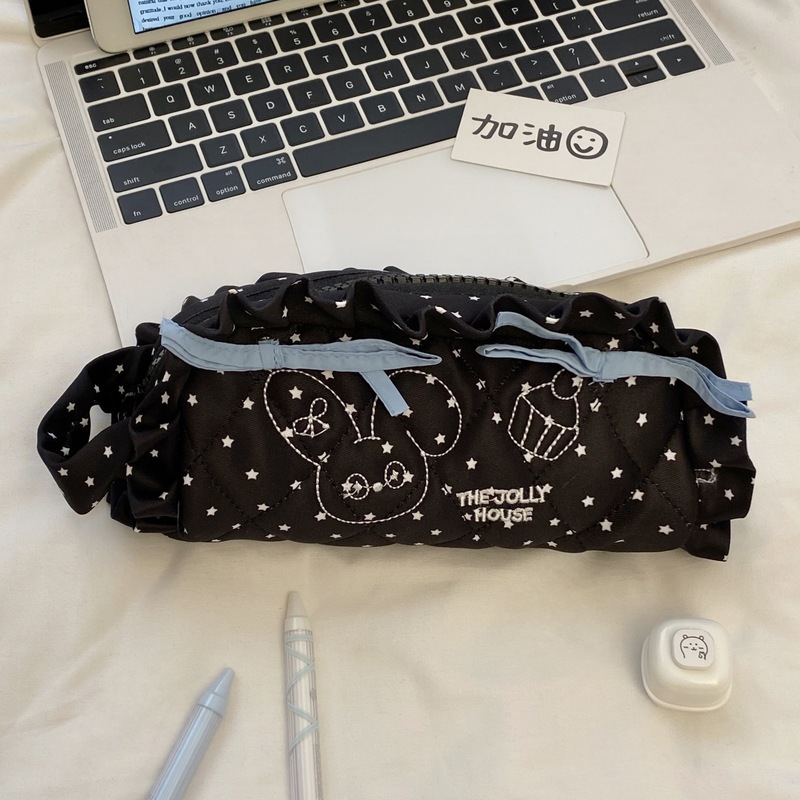 韓国レース鉛筆バッグ漫画刺繍餃子の形子供と学生文具バッグ大容量収納袋筆箱|undefined