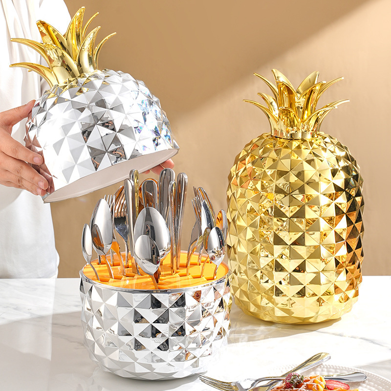 Source Internet Celebrity Pineapple ABS Mood Egg Light Luxury Stainless Steel Tableware Luxury High-end Western Tableware Knife, Fork and Spoon suit