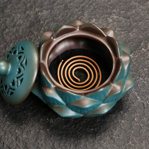 New creative lotus incense burner with overflowing floral fragrance indoor incense ceramic 4-hour incense hollow incense burner epidemic prevention incense