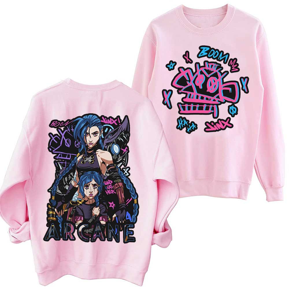 2024 Arcane-Jinx Hot Anime Sweatshirt Harajuku Round Neck