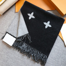 带芯片 百搭经典双面羊绒围巾女长款披肩两用奶茶色羊毛围脖秋冬