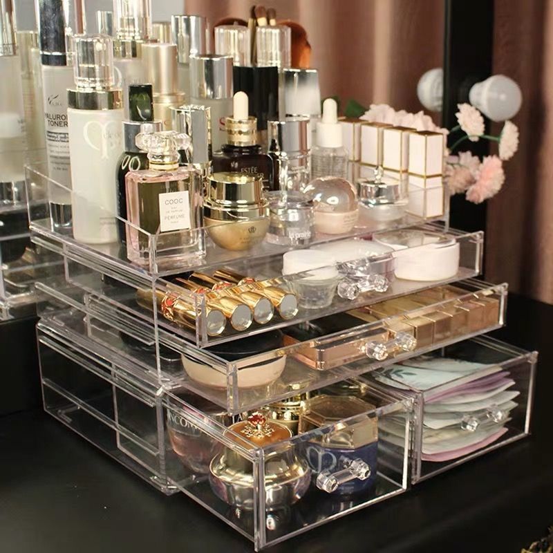 Transparent super large drawer cosmetics storage box desktop…