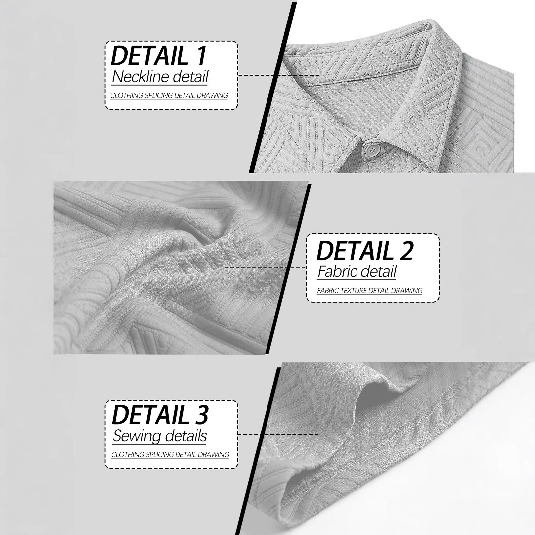 Oferta de verano transfronteriza de Amazon: Nuevo conjunto de dos piezas para hombre, camisa jacquard de color sólido y pantalones cortos casuales de manga corta.