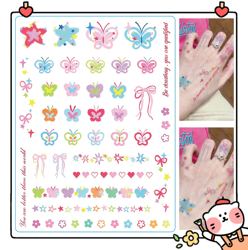 Color Butterfly Tattoo Sticker Waterproof Long-lasting Women's Cute Sweet Cool Women's Finger Wrist Collarbone Sticker Small Pattern Ins Color Butterfly Tattoo Sticker Waterproof Long-lasting Women's Cute Sweet Cool Women's Finger Wrist Collarbone Sticker Small Pattern Ins