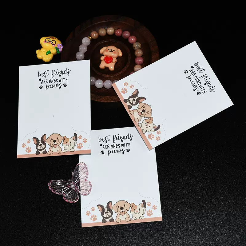 跨境热卖棕色狗狗爪印卡纸饰品首饰包装卡纸手串手链卡纸文艺卡纸