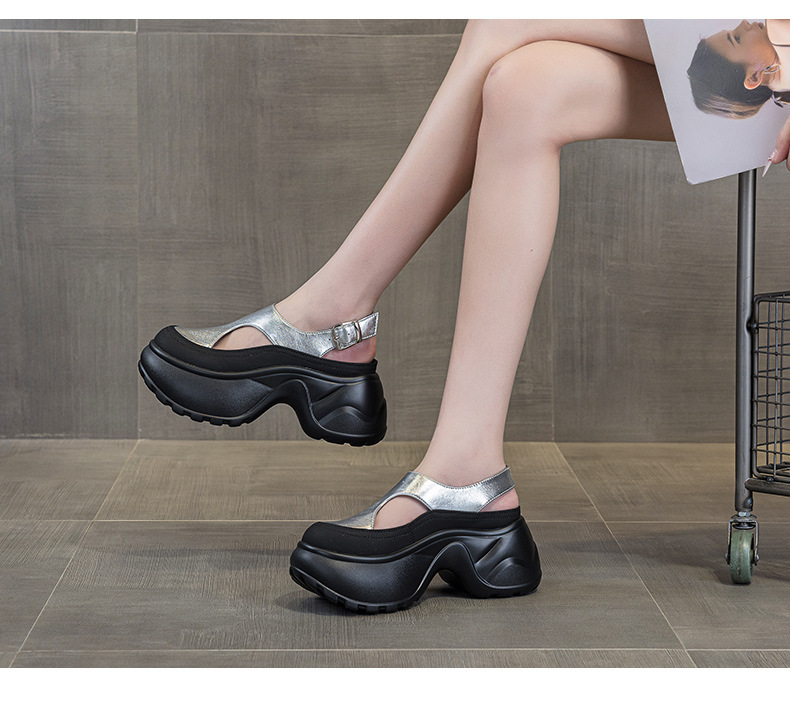Sandal nữ đế dày mũi bít phong cách La Mã — M2897 xanh lá, M2897 bạc, M2897 màu mơ, M2897 màu da báo chi tiết 11