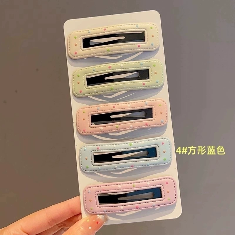 Hairgrip clip, Korean-style bangs hairpin, simple elegant faux-leather look, multi-color options