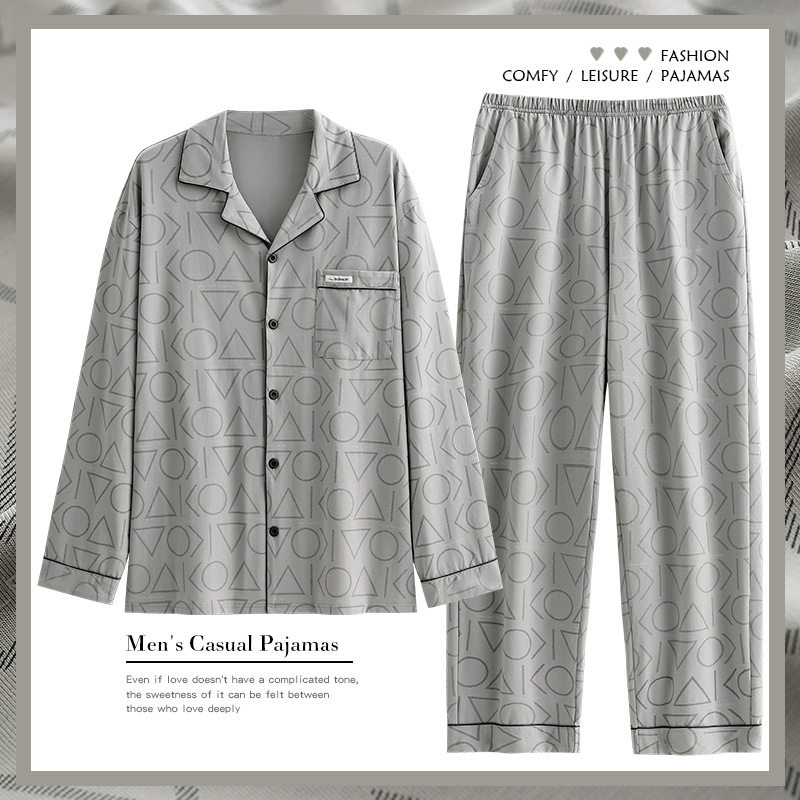 Pijamas de algodón para hombres primavera y otoño de manga larga para hombres otoño delgado grande se puede usar ropa de casa de otoño y invierno
