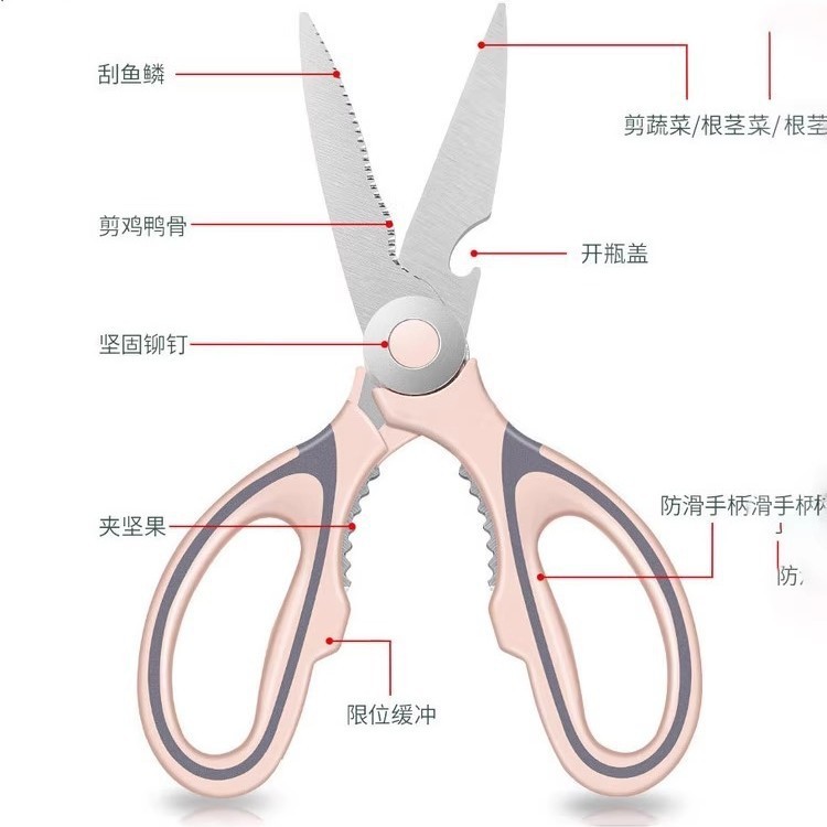 厨房剪刀使用多用途不锈钢鸡骨剪肉家用剪刀|undefined