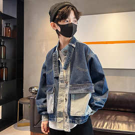 秋季男童牛仔外套童装中大儿童秋男孩牛仔服潮外穿拼接潮秋季新款