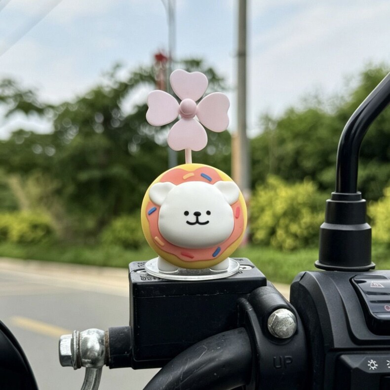 Bicycle dog figurine, windmill line dog ornament, electric vehicle decoration, cute motorcycle accessory