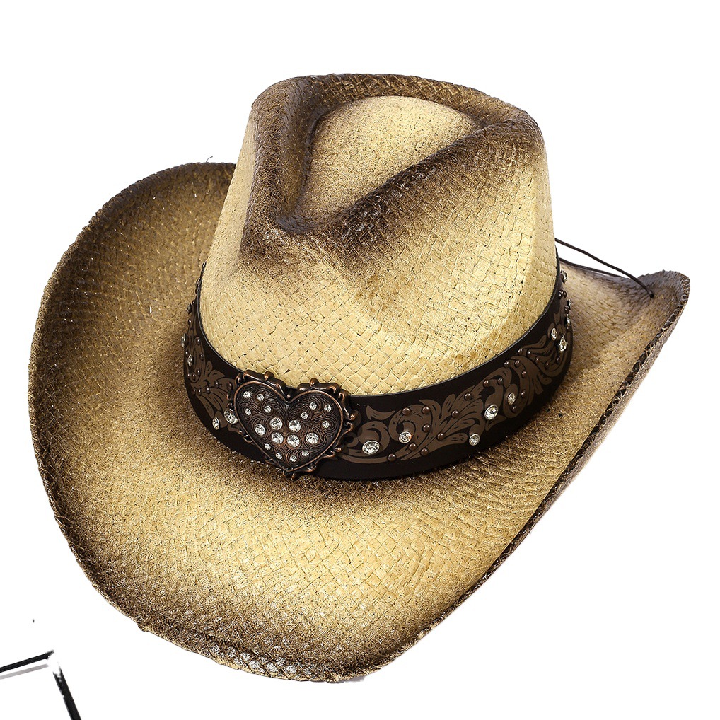 Sombrero de vaquero de paja de verano bordado transpirable sombrilla sombrero para el sol sombrero de playa sombrero de paja sombrero fresco sombrero de mujer