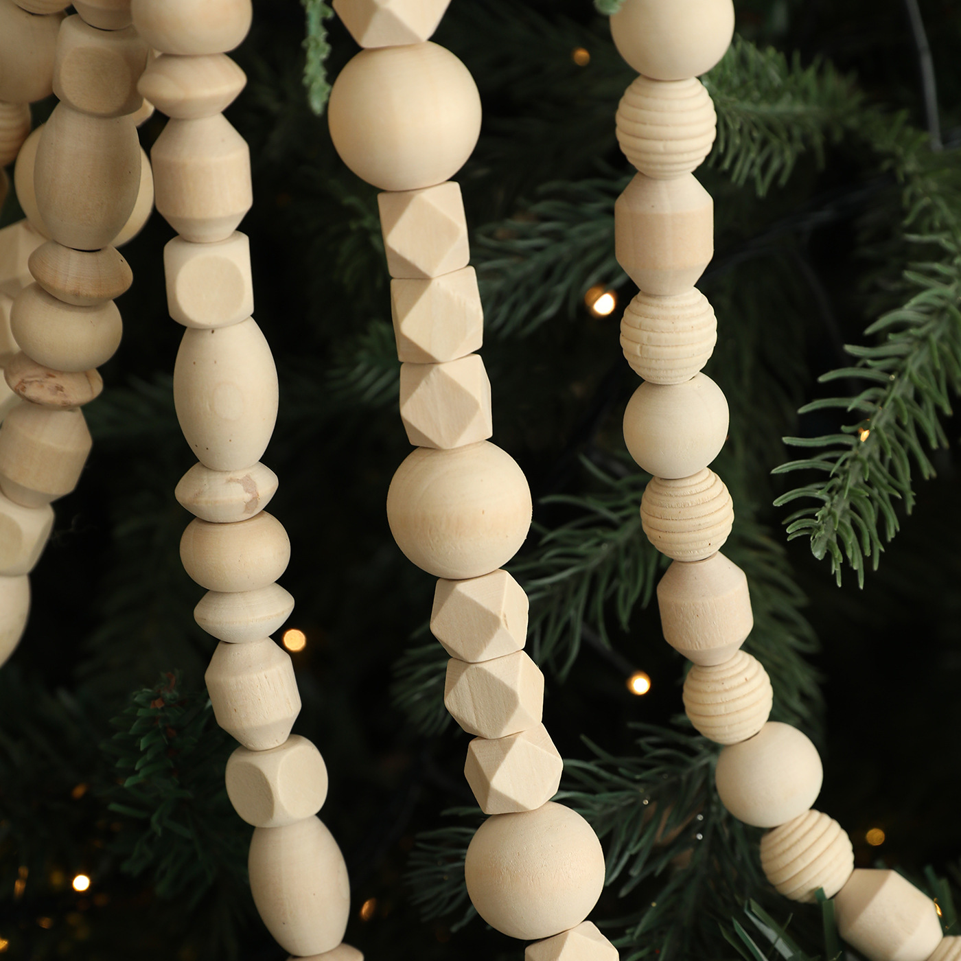 Cuentas de madera transfronterizas cuentas de madera decoración chimenea guirlandas de cuentas de madera cuentas de Navidad decoración del árbol de Navidad