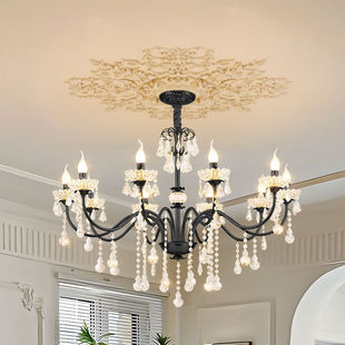 Light Luxury Crystal Chandelier American Simple Modern Living Room Lamp Dining Room Master Bedroom Lamp French Chandelier Retro Lamps