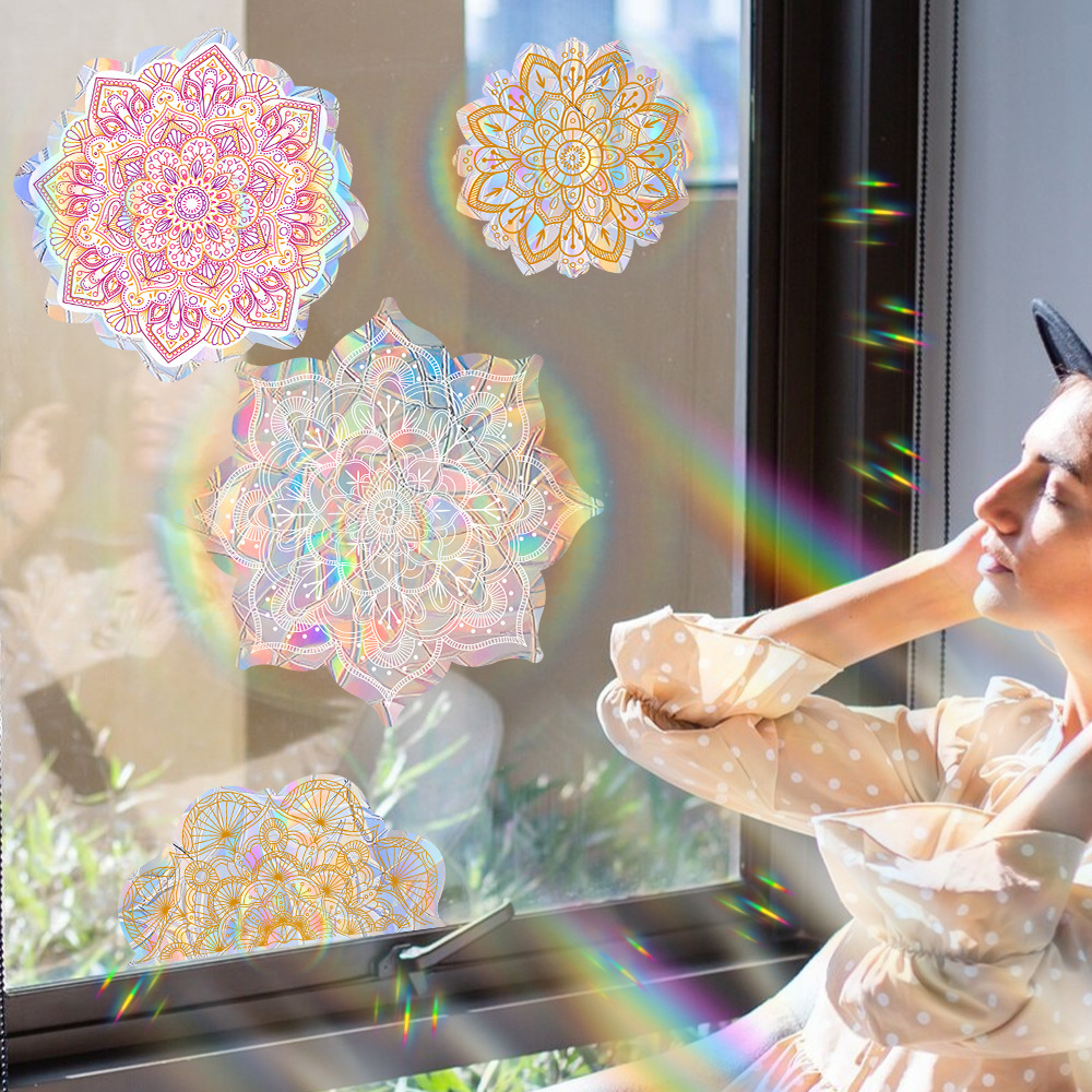 Window stickers Home Textiles & Decor Type Elegant Colorful Flower PVC Window Stickers Window Accessories