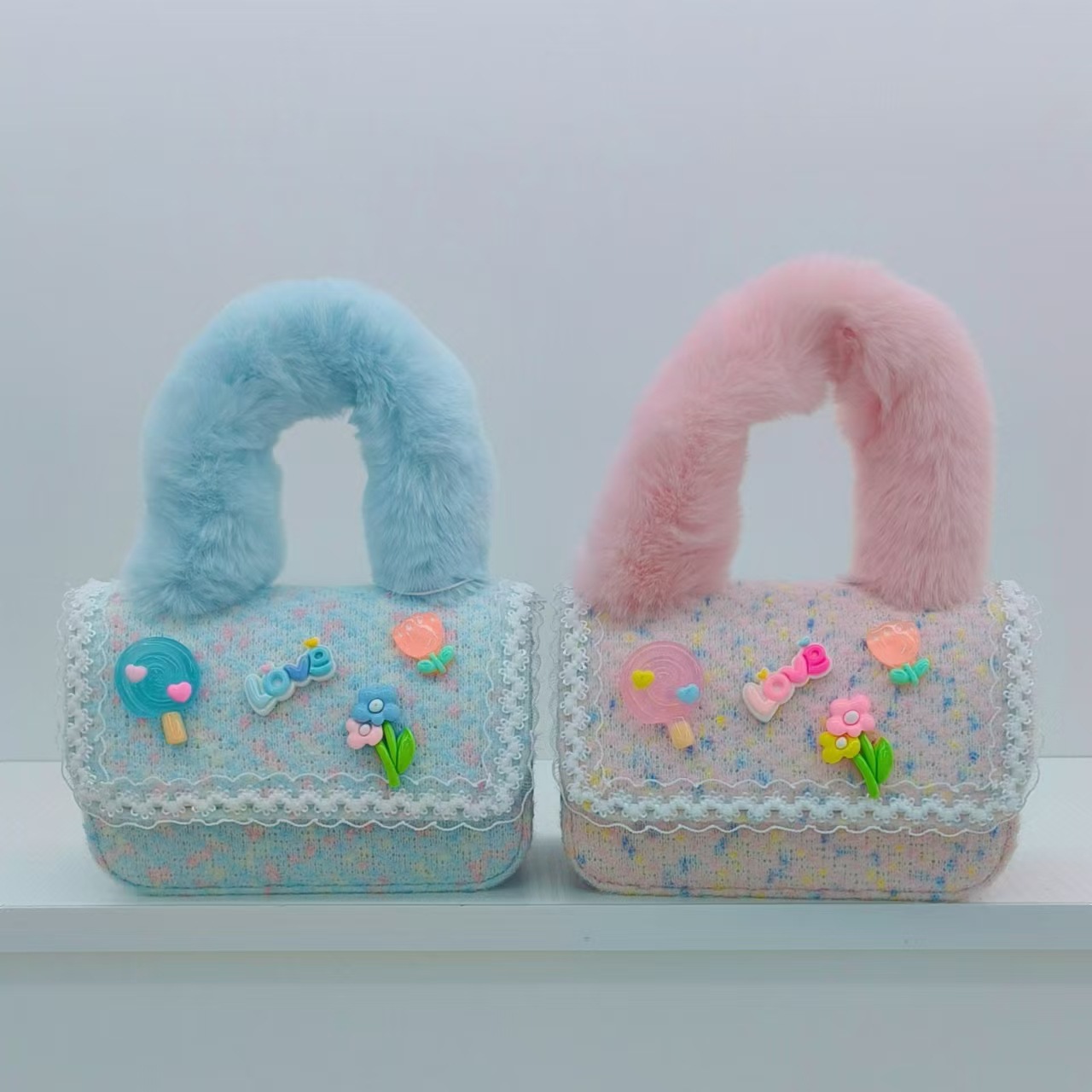 Bolso de peluche, bolso de hombro, bolso de mochila, bolso de cambio, bolso de accesorios, bolso de princesa, bolso de niños al por mayor