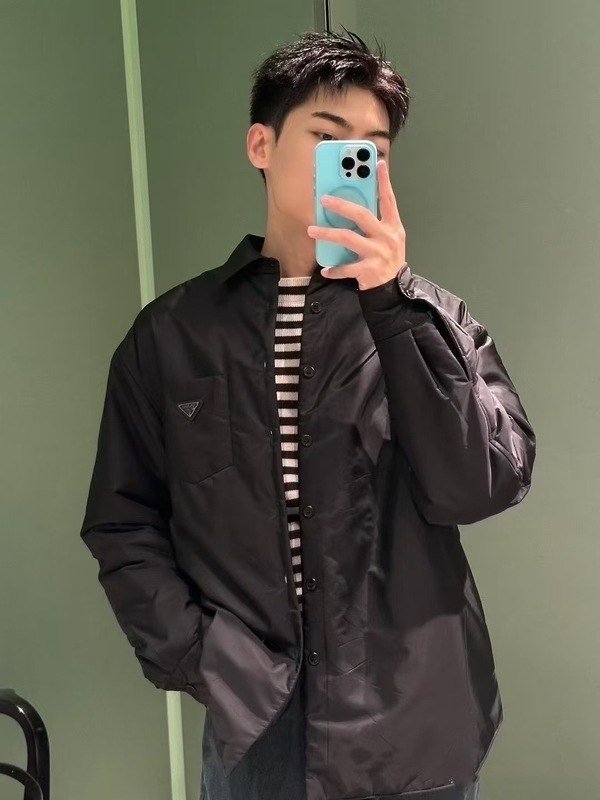 天花板品质25S秋冬新款P家三角铁标素色廓形棉服外套男女明星同款|undefined