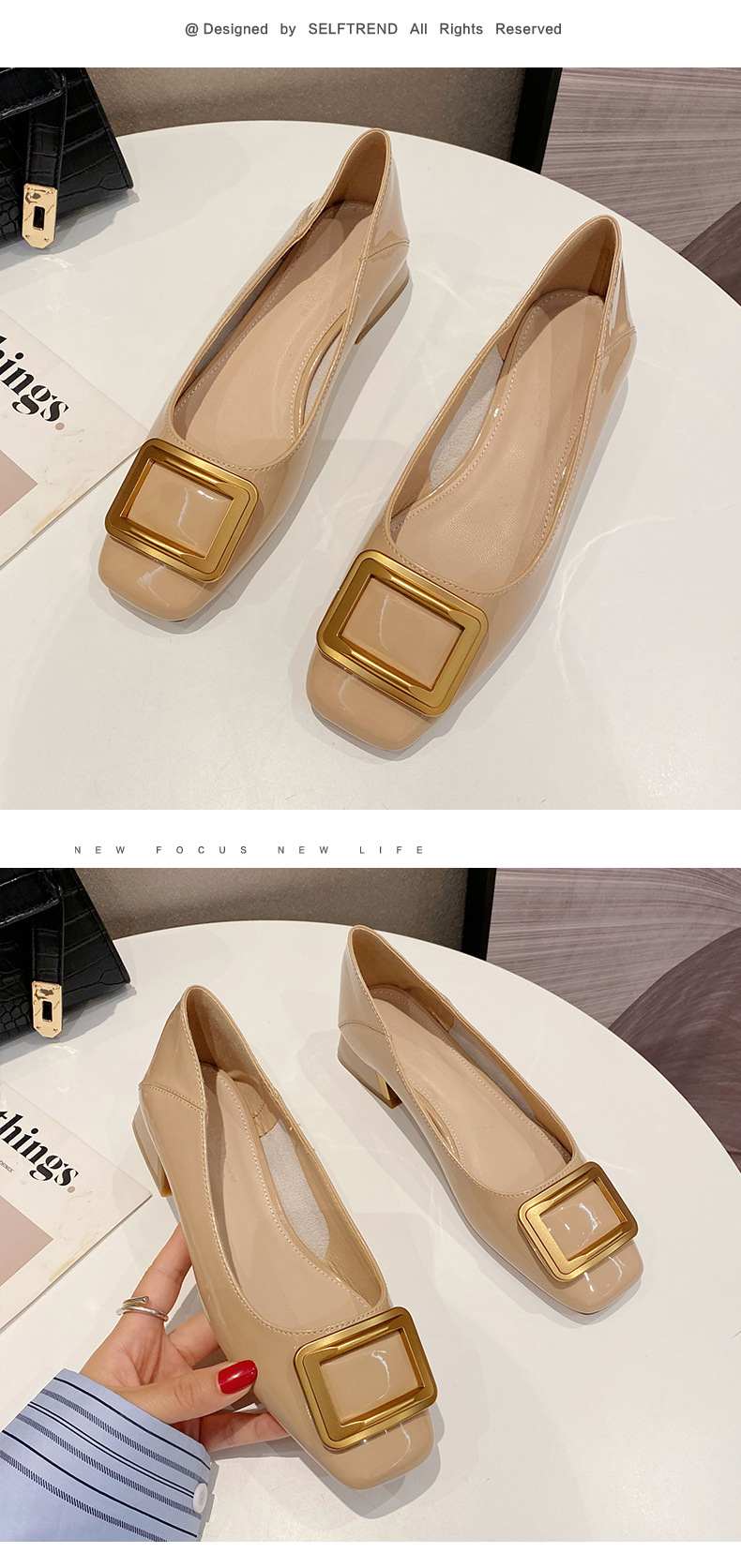 Echt Koeienhuid Enkele Schoenen Vrouwen 2023 Nieuwe All-Match Dikke Hakken Lakleer Damesschoenen Comfortabele Ondiepe Mond schoenen Met Hoge Hakken Zomer_voghion.com