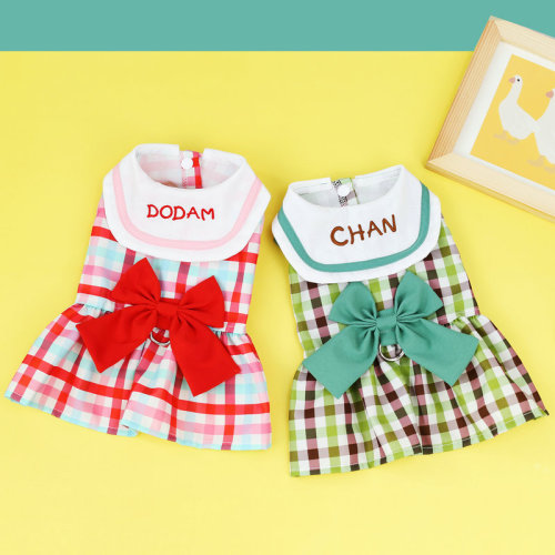 Pet Cute Clothes  New Spring Summer Teddy and Bichon Frise Fashion Casual Universal Bow Tie Harness Skirt