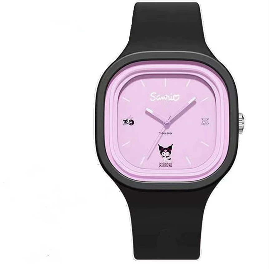 Children’s silicone square quartz watch, cartoon print, lightweight, multiple colors