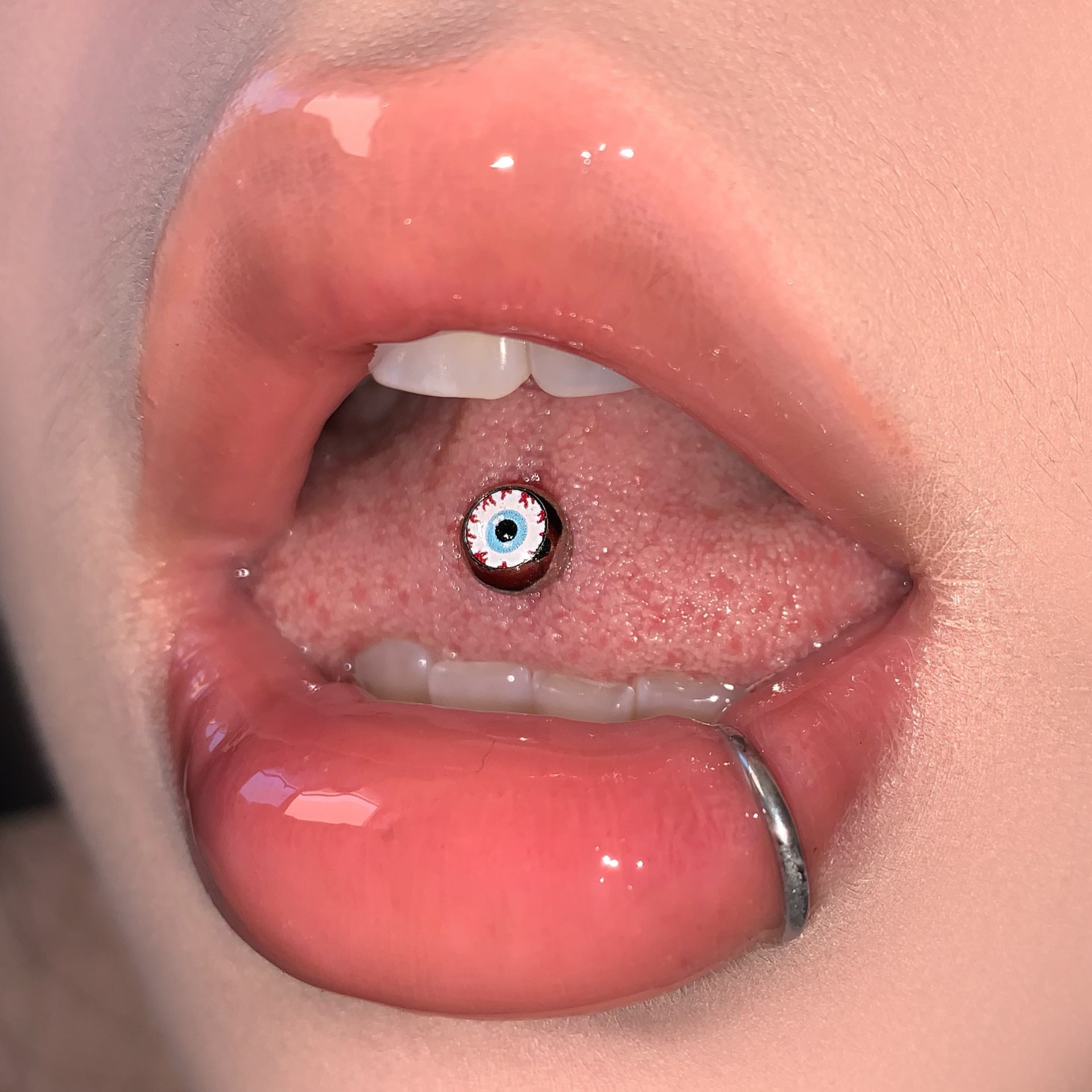 Star Vignetting Magic Eye Tongue Nail Steel Titanium External Thread Tongue Barbell Jewelry Wholesale detail image 11