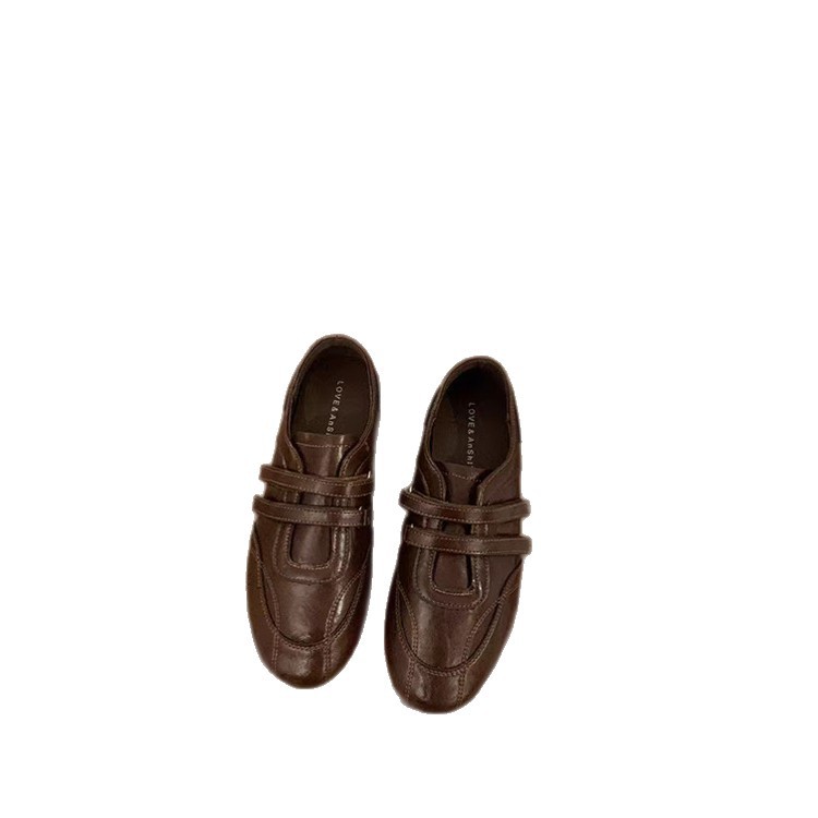 Vintage Velcro cabeza redonda zapato plano para mujeres primavera 2026 nuevo estilo casual de moda versátil zapatos Lefour para mujeres