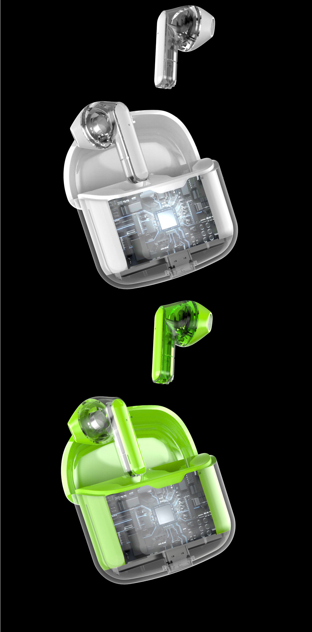 New transparent wireless Bluetooth earbuds 5.3 in-ear TWS sports Bluetooth headphones clearance sale