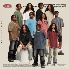 BE men's clothing 2025 summer American youth trendy brand heavy small neckline pure cotton short sleeve loose trendy T-shirt for men